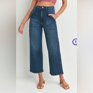 Just Black Denim Patch Pocket Wide Leg Dark Wash Jean Size 26